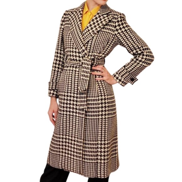 J. Crew Jackets & Blazers - Vintage J. Crew Houndstooth Wool Coat Dark Brown and Cream Size 4